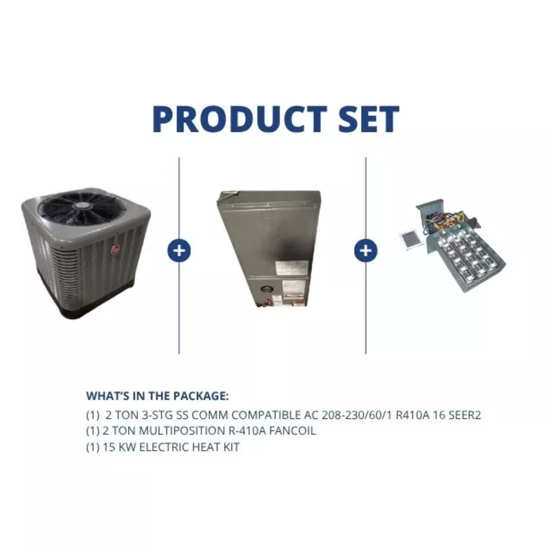 2-ton-ss-comm-compatible-ac-16-seer2-2-ton-multiposition-r410a-fancoil-with-15-k 2 Ton SS Comm Compatible AC 16 SEER2, 2 Ton Multiposition R410A Fancoil with 15 kW Electric Heat Kit