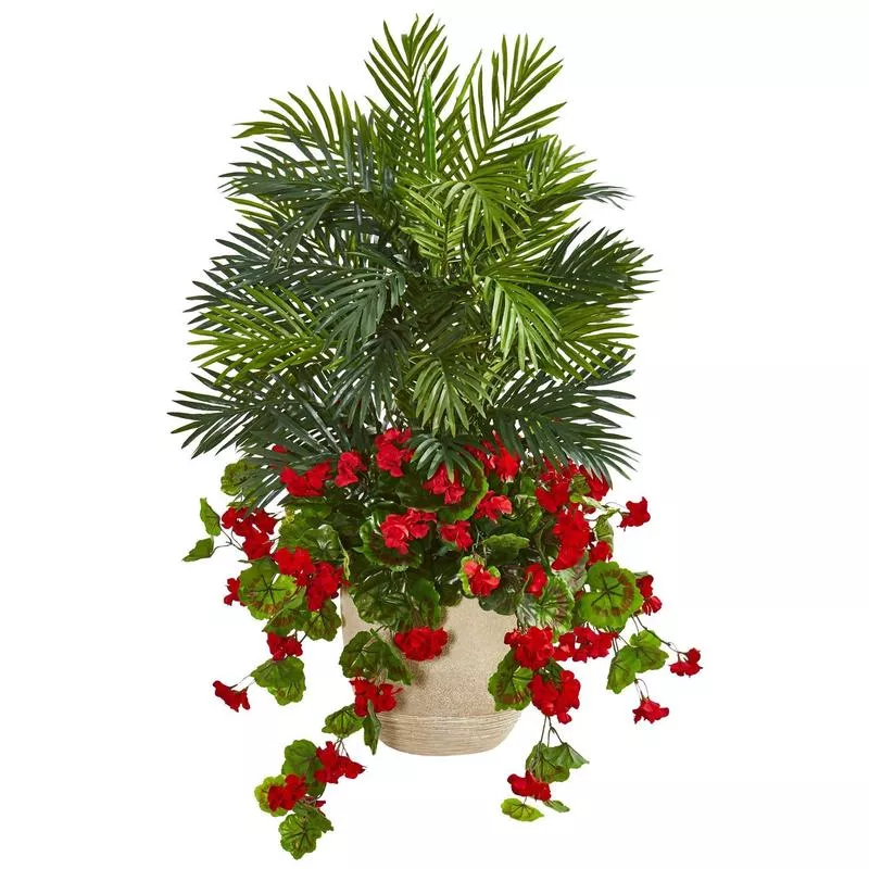 3-5-geranium-areca-palm-artificial-plant 3.5 Geranium & Areca Palm Artificial Plant