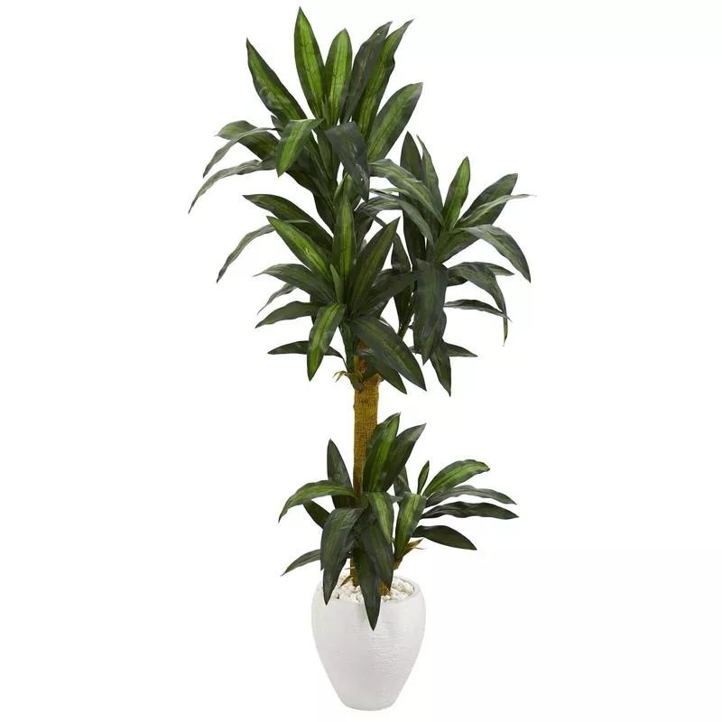 5 Yucca Artificial Plant in White Planter