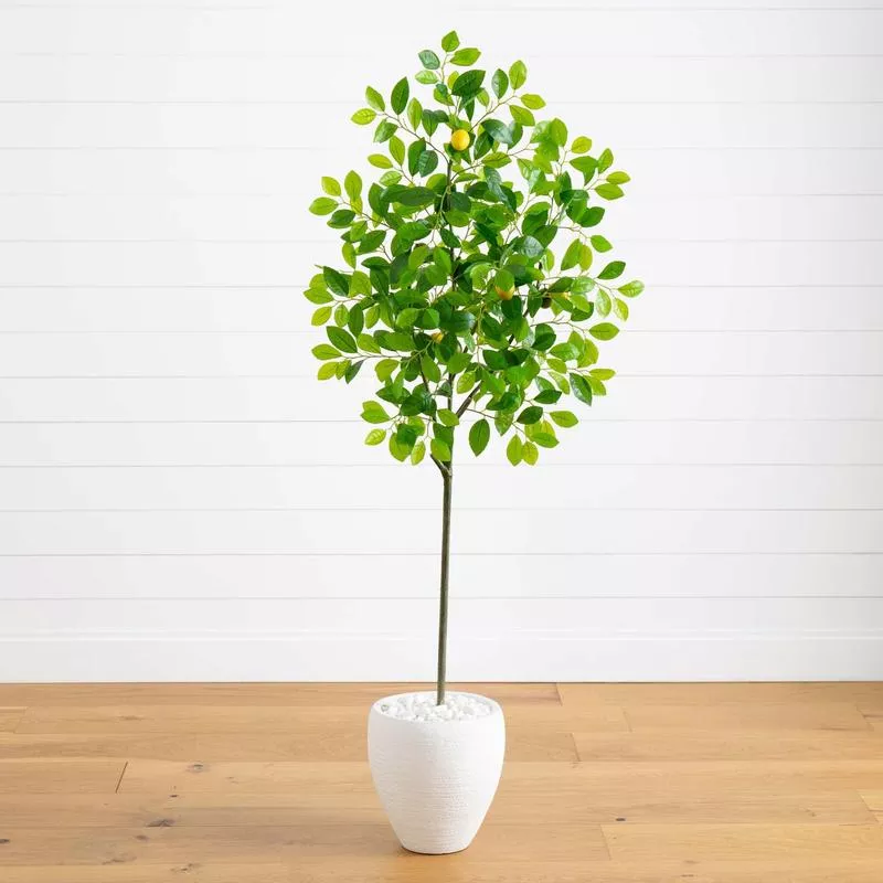 68-lemon-artificial-tree-in-white-planter 68 Lemon Artificial Tree in White Planter