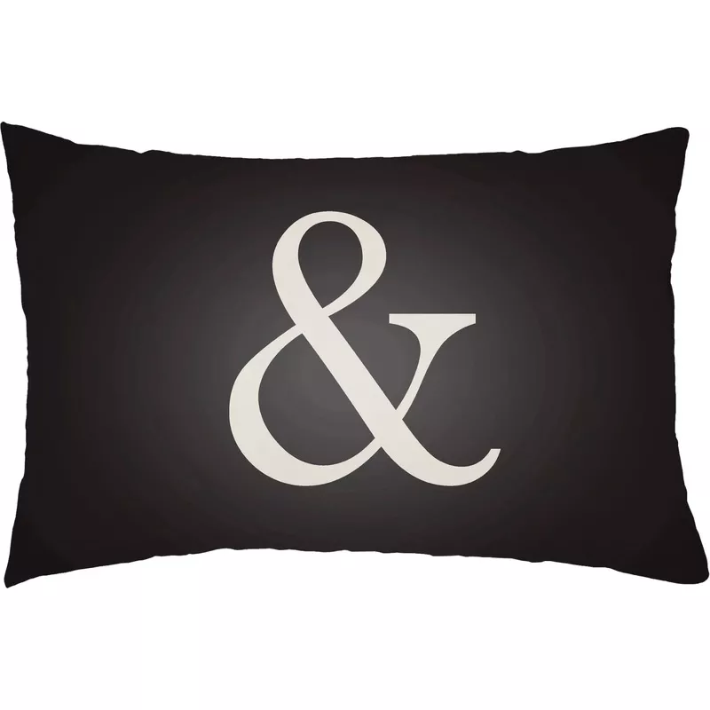 Ampersand Indoor/Outdoor Pillow Black, Ivory