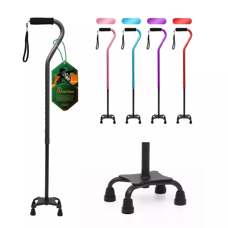benecane-quad-cane-adjustable-walking-cane-with-offset-soft-cushioned-handle-men BeneCane Quad Cane Adjustable Walking Cane with Offset Soft Cushioned Handle for Men & Women Lightweight Comfortable with 4-Pronged feet for Extra Stability(Black)