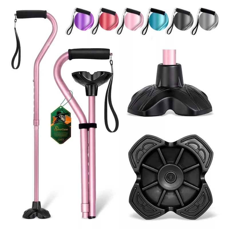 benecane-walking-cane-adjustable-cane-with-offset-soft-cushioned-handle-men-wome BeneCane Walking Cane Adjustable Cane with Offset Soft Cushioned Handle for Men & Women Lightweight Comfortable Extra Stability Base Mobility Aid for Men Women and Seniors Pink
