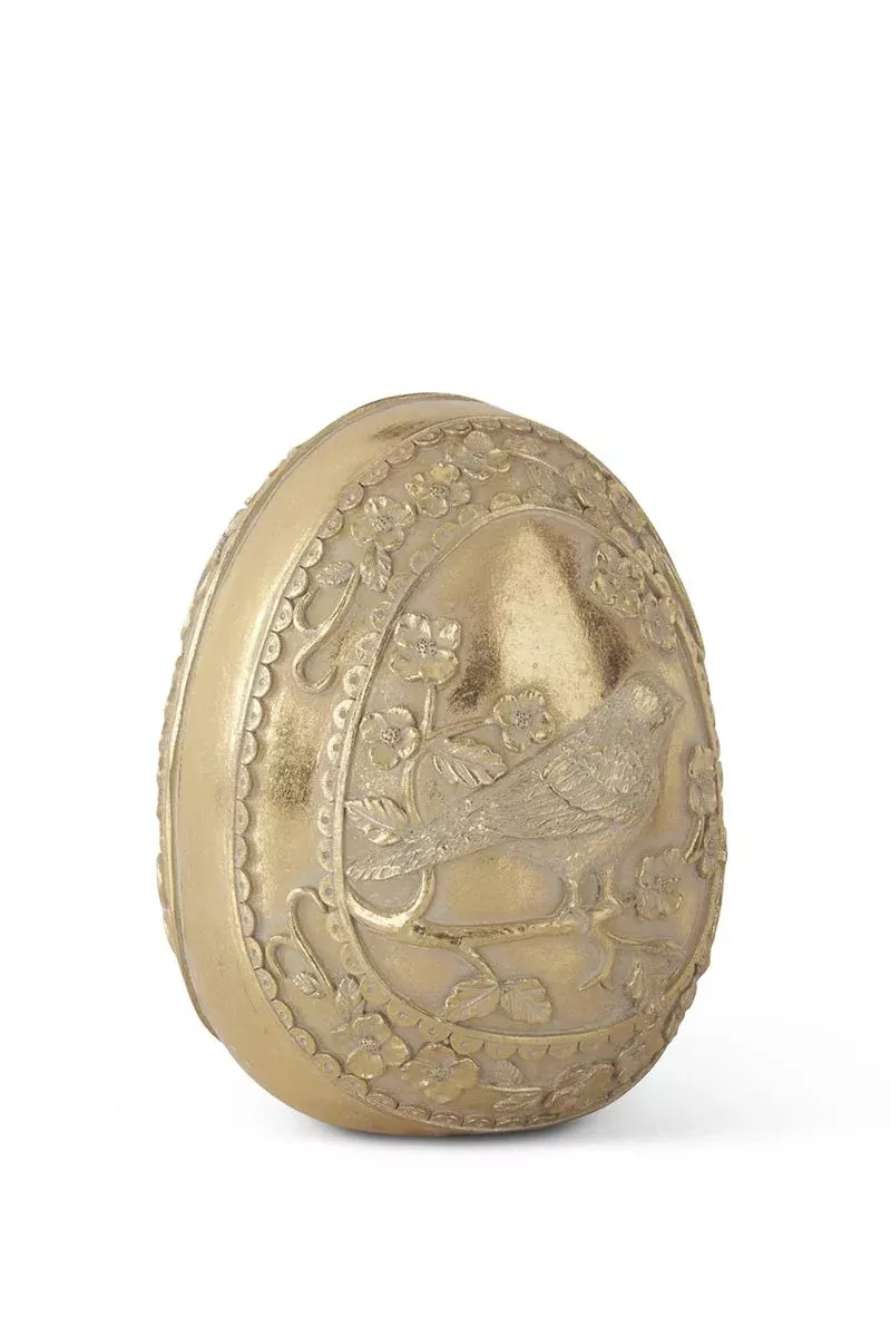 Bird Embossed Easter Egg 6.25″ Gold
