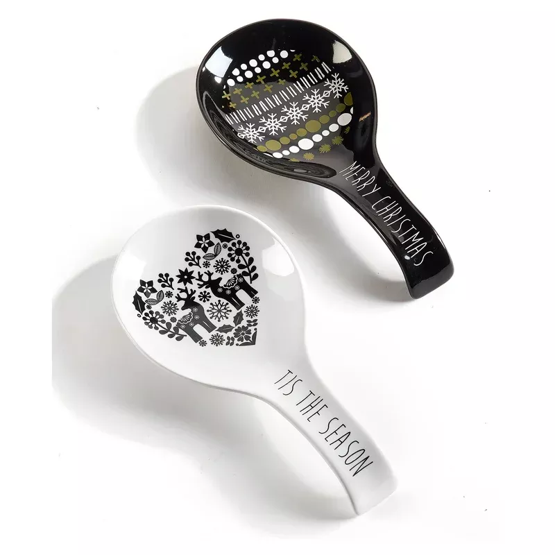 black-white-scandi-ceramic-spoon-rest-2-styles Black & White Scandi Ceramic Spoon Rest 2 Styles