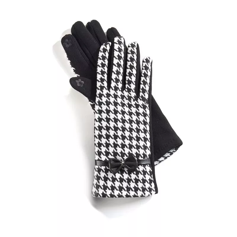 black-white-texting-gloves-with-bow-2-styles Black & White Texting Gloves with Bow 2 Styles