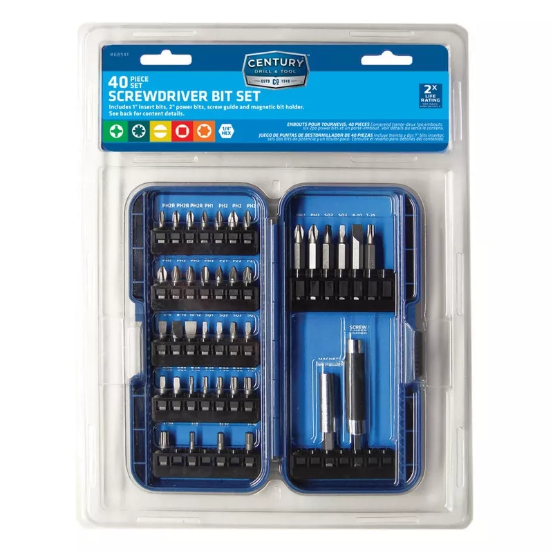 century-drill-tool-40-piece-s2-screwdriving-bit-set Century Drill And Tool 40 Piece S2 Screwdriving Bit Set