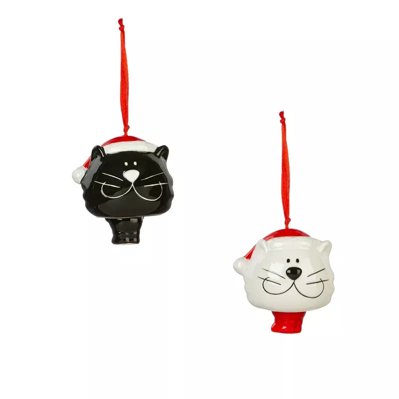 ceramic-xmas-cat-ornaments-2-asst Ceramic Xmas Cat Ornaments 2 Asst