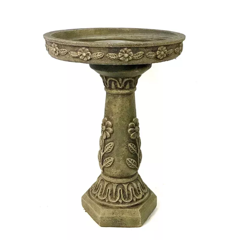 daisy-stone-bird-bath-19in Daisy Stone Bird Bath 19in