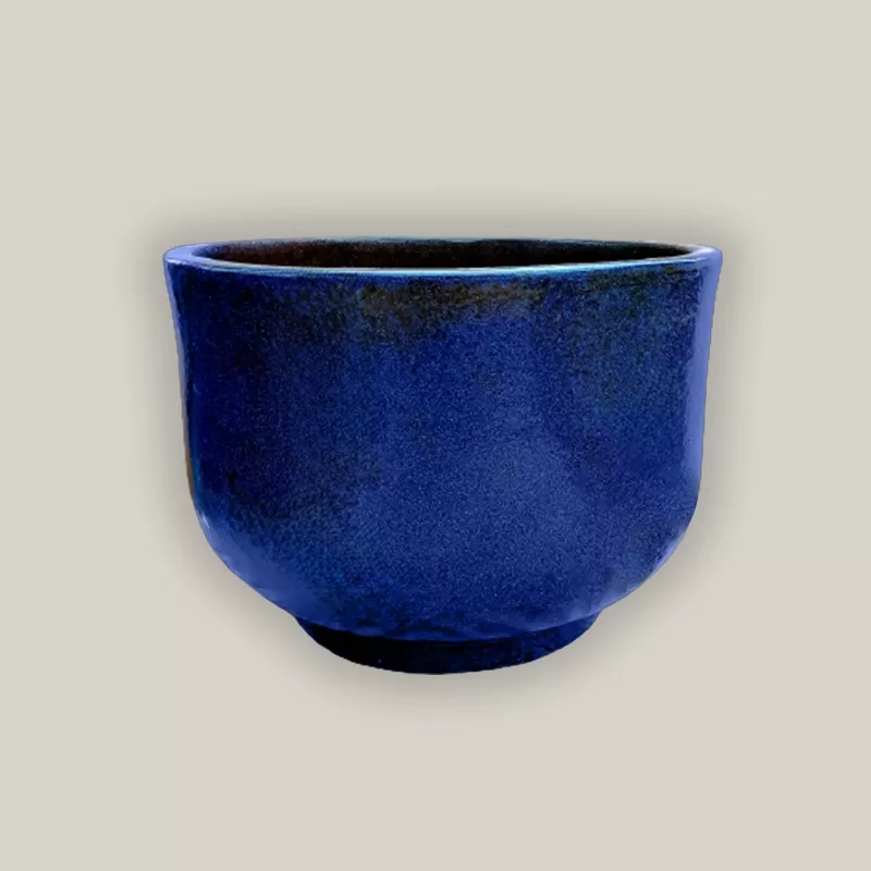 Dark Blue Contemporary Low Ceramic Bowl