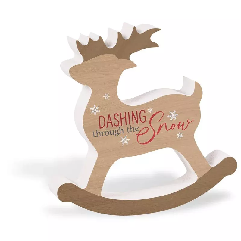 dashing-through-snow-wood-deer-shape-decor Dashing Through The Snow Wood Deer Shape Decor