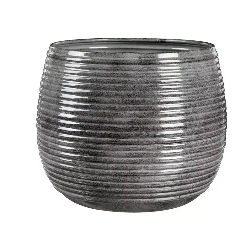 decorative-metal-ribbed-planter-large Decorative Metal Ribbed Planter Large