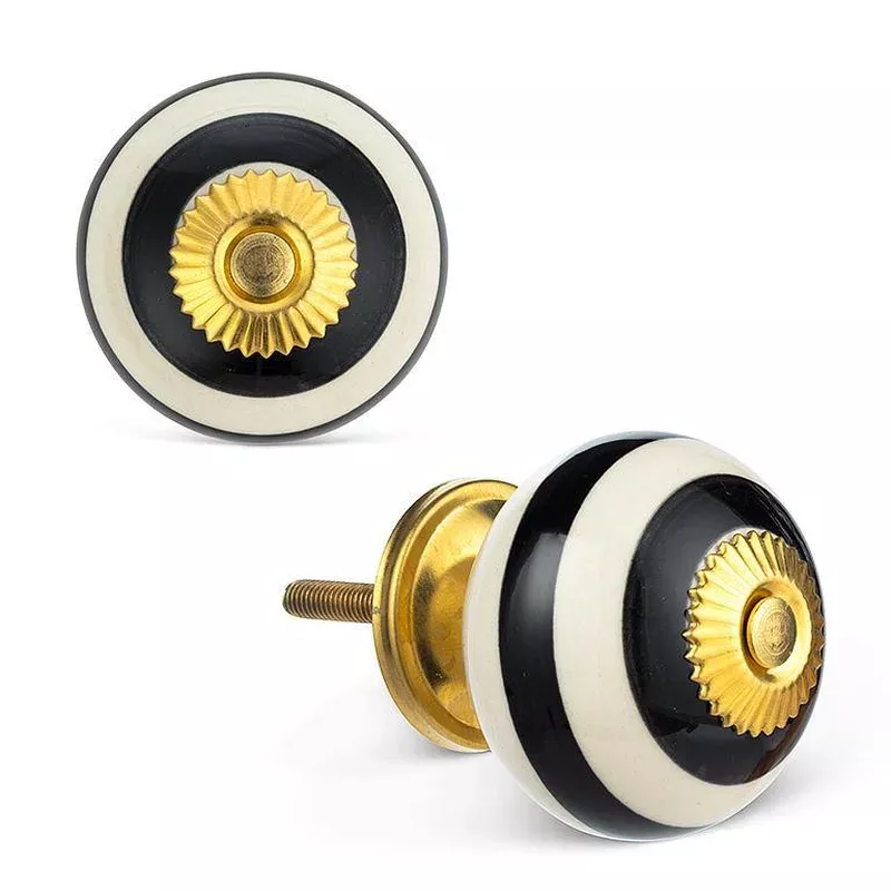 drawer-knob-black-white-striped Drawer Knob Black & White Striped