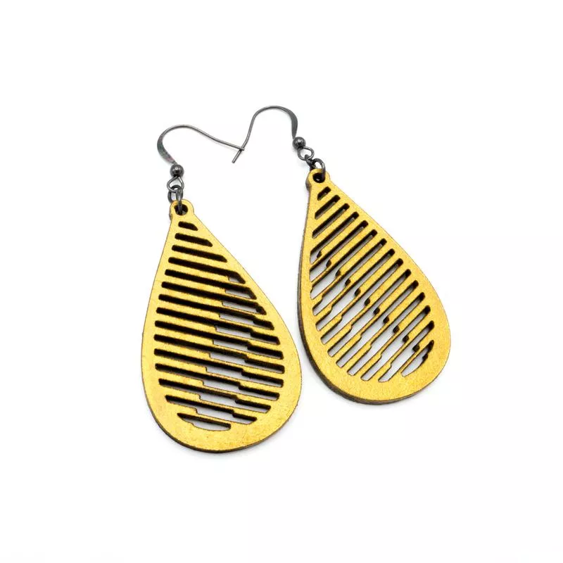 Drop 06 [S] // Leather Earrings – Gold