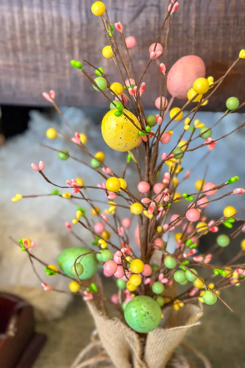 Easter Egg & Berry Tree with Burlap Base