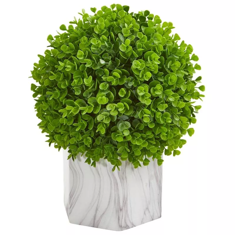 eucalyptus-artificial-ball-in-marble-finished-planter Eucalyptus Artificial Ball in Marble Finished Planter