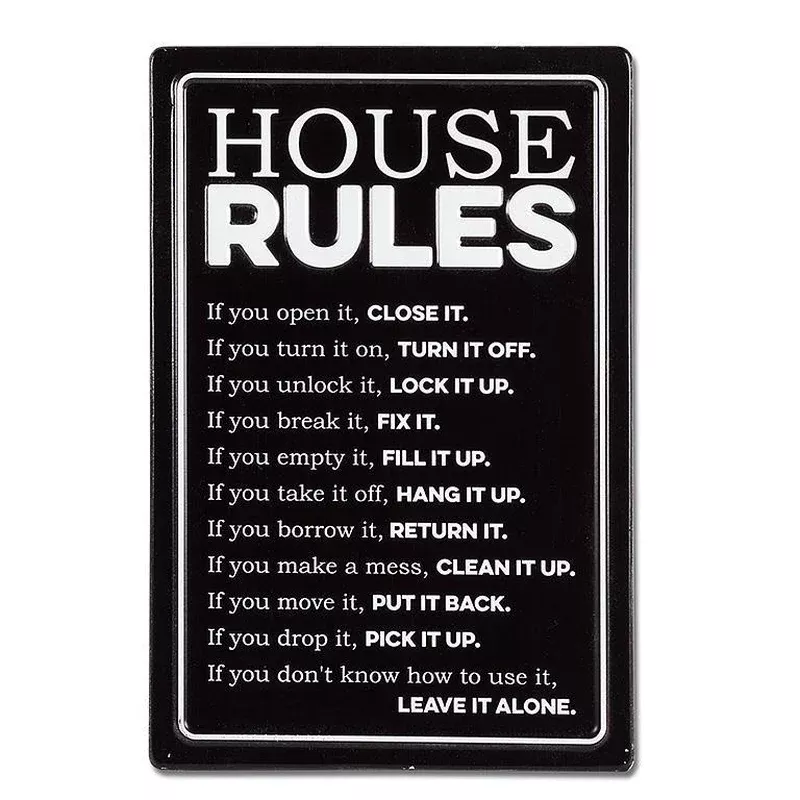 house-rules-metal-sign House Rules Metal Sign