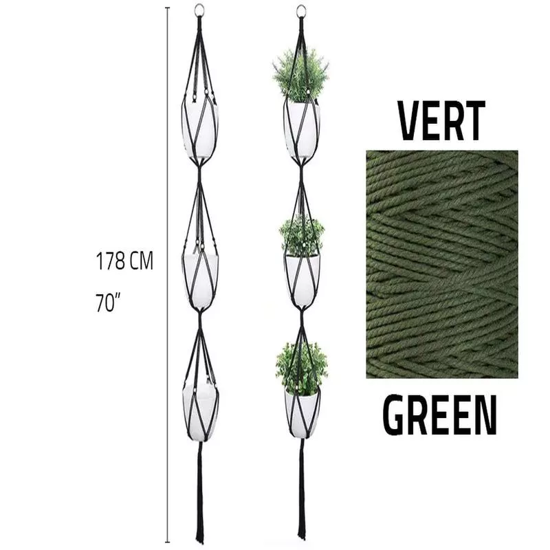 macrame-plant-hanger-triple-vert-70-green Macrame Plant Hanger Triple vert. 70 Green