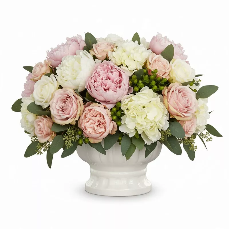 mero-gloss-white-ceramic-tulip-urn-vase-with-elevated-base Mero Gloss White Ceramic Tulip Urn Vase with Elevated Base
