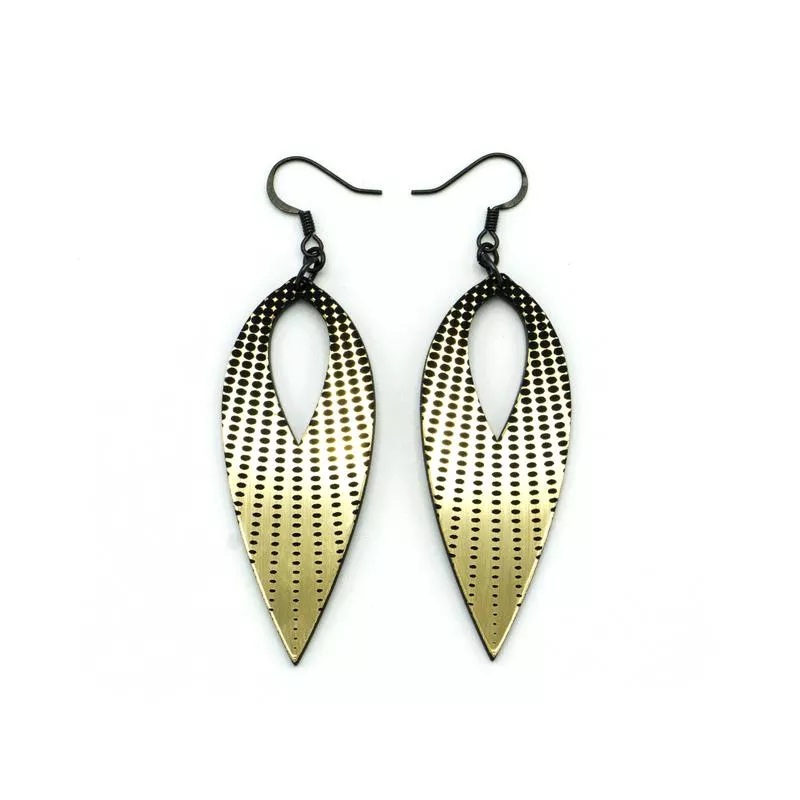 Nativas [10] // Acrylic Earrings – Brushed Gold, Black