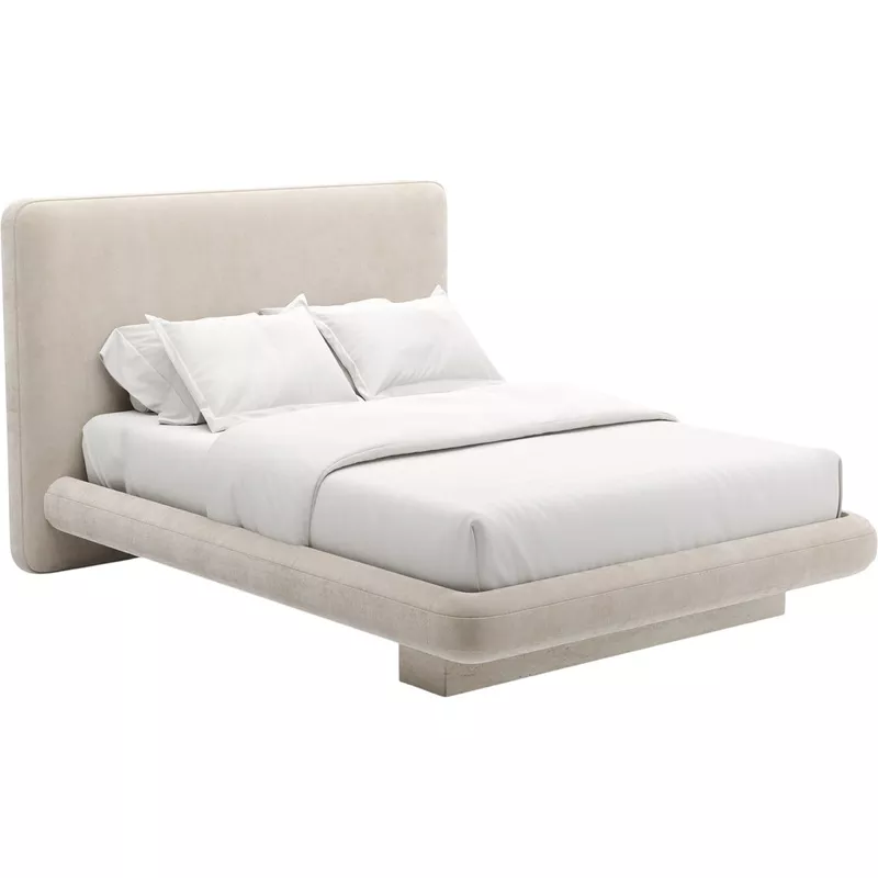 Overlap Upholstered Bed Dark, Taupe