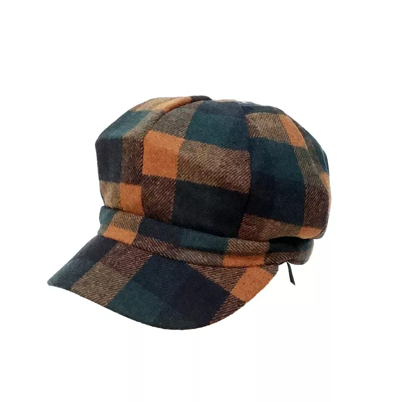 Plaid Newsboy Hat Navy