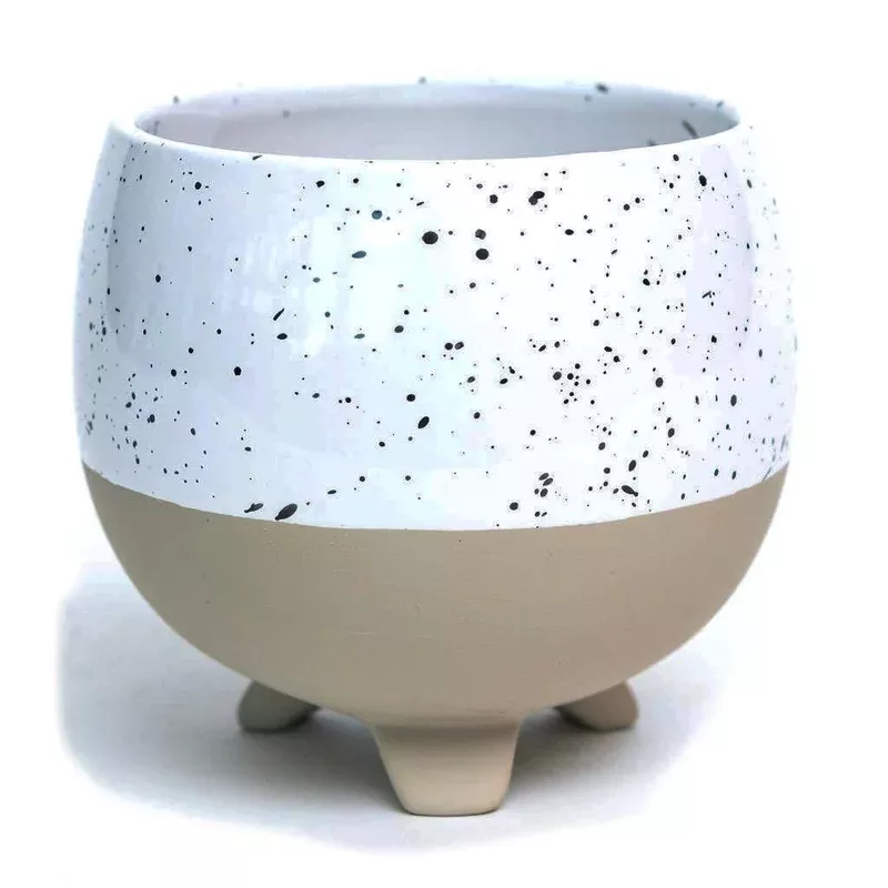 pot-4in-ceramic-dolomite-white-speckle-footed Pot 4in Ceramic Dolomite White Speckle Footed