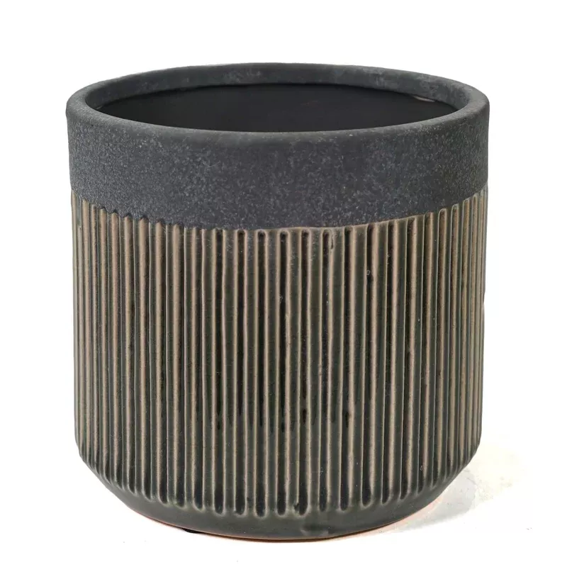 pot-4in-ceramic-ribbed-with-plain-top-grey Pot 4in Ceramic Ribbed with Plain Top Grey