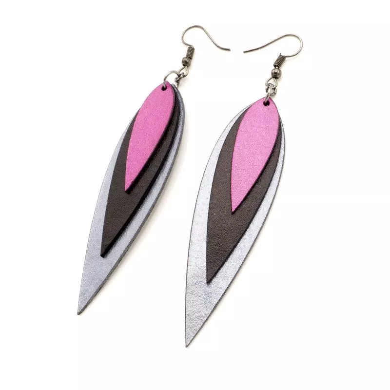 revelri-leather-earrings-silver-black-fuchsia-pearl Revelri Leather Earrings // Silver, Black, Fuchsia Pearl