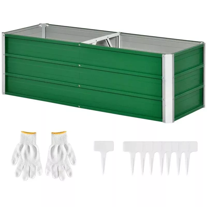 rootz-metal-raised-bed-2-separate-planting-areas-open-ground-cold-frame-easy-ass Rootz Metal Raised Bed – 2 Separate Planting Areas – Open Ground – Cold Frame – Easy Assembly – Green – 125 x 47 x 40cm