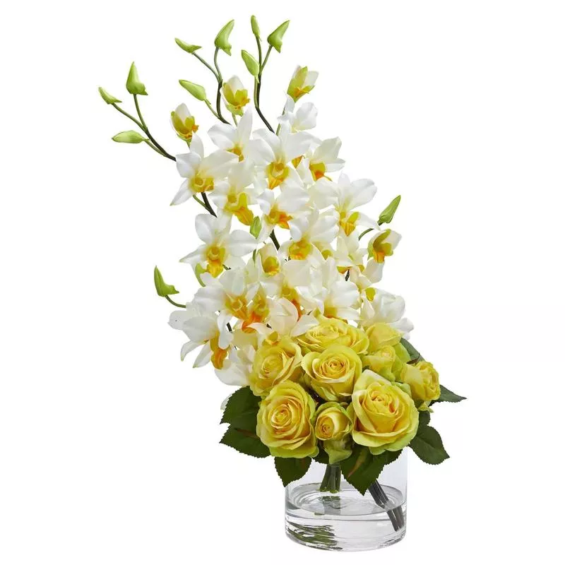 rose-dendrobium-orchid-artificial-arrangement Rose & Dendrobium Orchid Artificial Arrangement