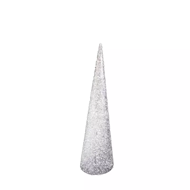 Silver Glitter Cone Tree Decor 24in