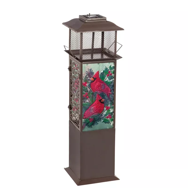 Solar Glass Panel Cardinal Outdoor Lantern