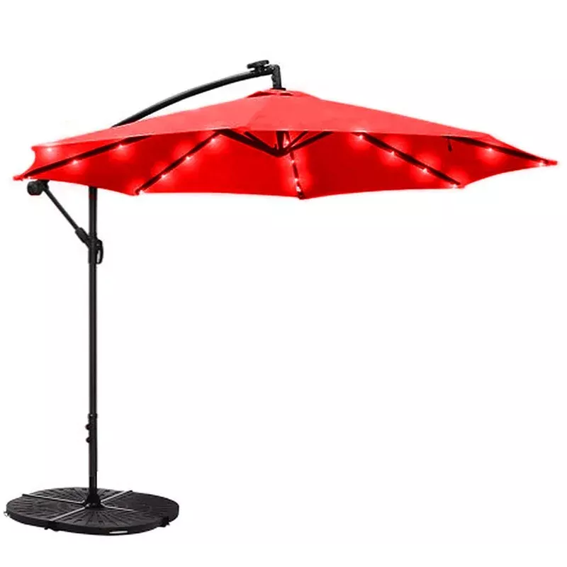 Umbrella 10ft LED Offset Red