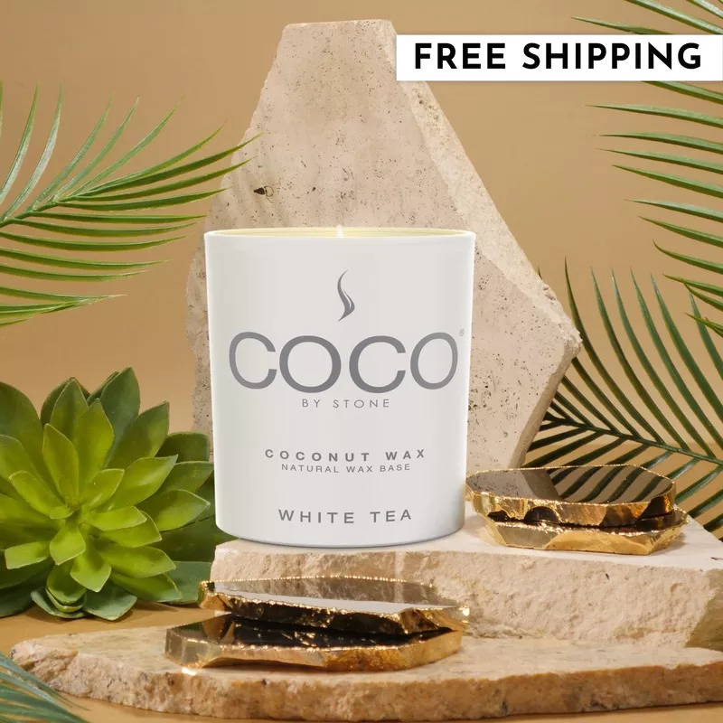 White Tea Natural Coconut Apricot Wax Candle